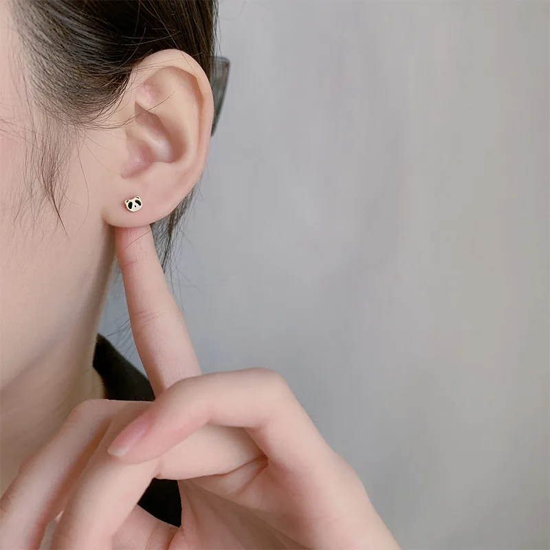 Симпатичные серьги-гвоздики для девочек с медведем и бантом Мультяшные серьги