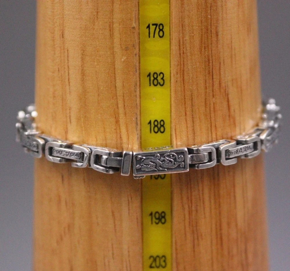 Настоящая твердая кожа серебряная цепочка Мужской Дракон 5 мм мантра