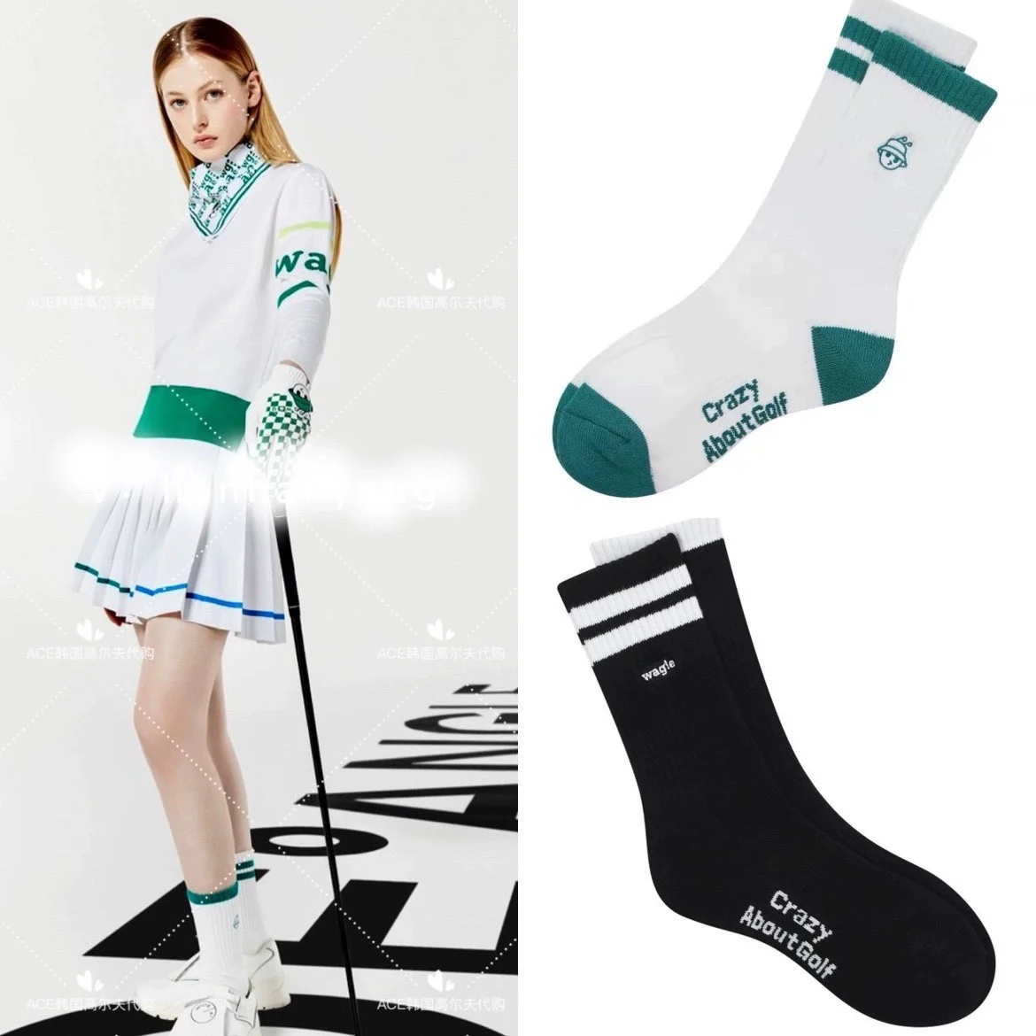 

Korean Authentic Golf Socks Women's 2023 Spring/Summer Terry Bottom Socks