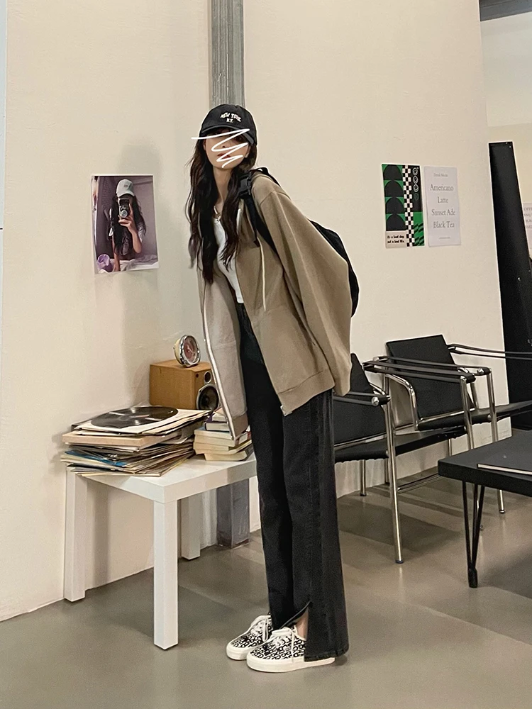 

Fitness girl street sweater loose thickened hooded sports top casual wear long-sleeved jacket all-match