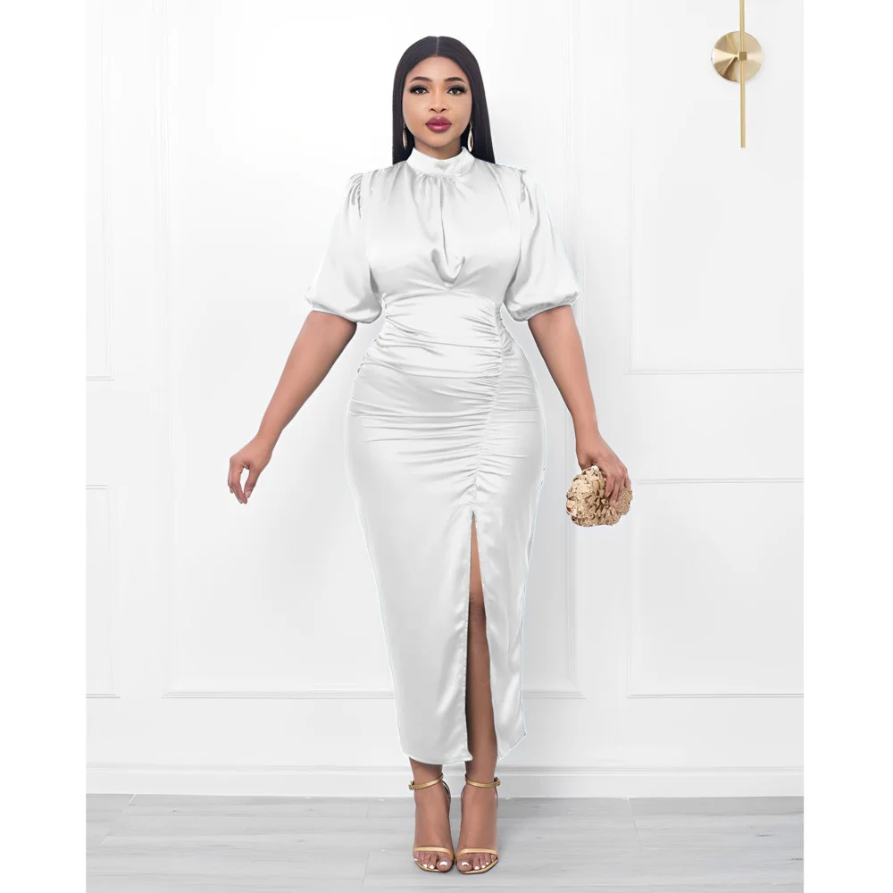 

Women Office Lady White Dress Spring 2023 Female Fashion Stain OL Work Maxi Pencil Dresses Femme Red Sexy Vestidos High Waist