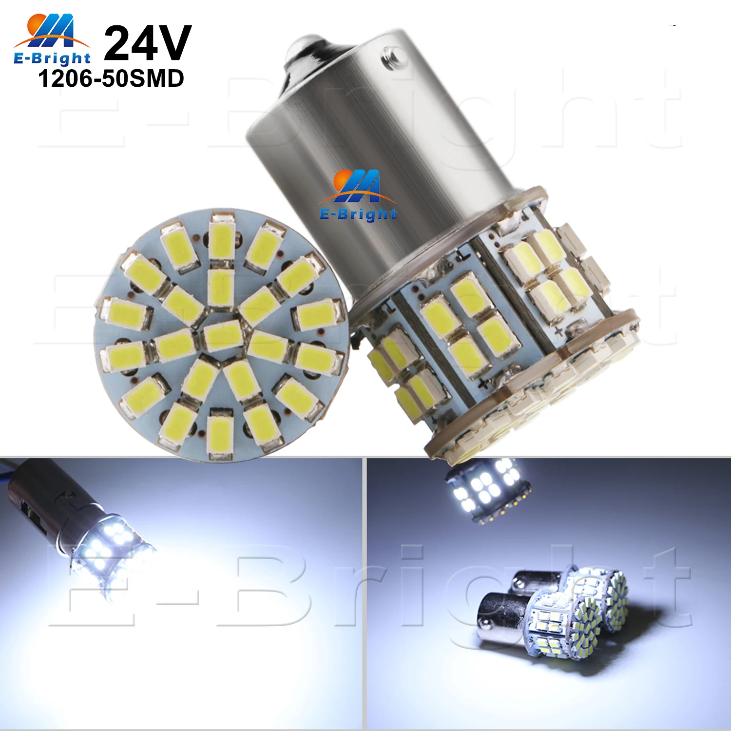 

10 шт. 24 В P21W 1156 BA15S 1157 P21/5 Вт 1206 50 SMD Белый Красный Янтарный светодиодный светильник для автомобилей Грузовик Резервный задний указатель поворота Парковочный индикатор