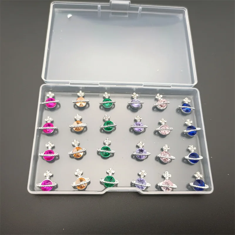 

Luxury Alloy Rhinestone For Nail Decorations Glitter Crystal Rhinestone Planet/Cherry/Heart 3D Nail Charms For Nail Gems Jewelry