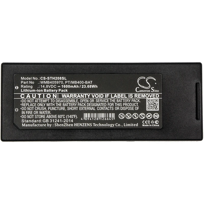

Portable Printer Battery For Lapin PT/MB400-BAT WMB405970 Sato PT408e PT412e TH2 TH208 MB400i MB410i Capacity 1600mAh / 23.68Wh