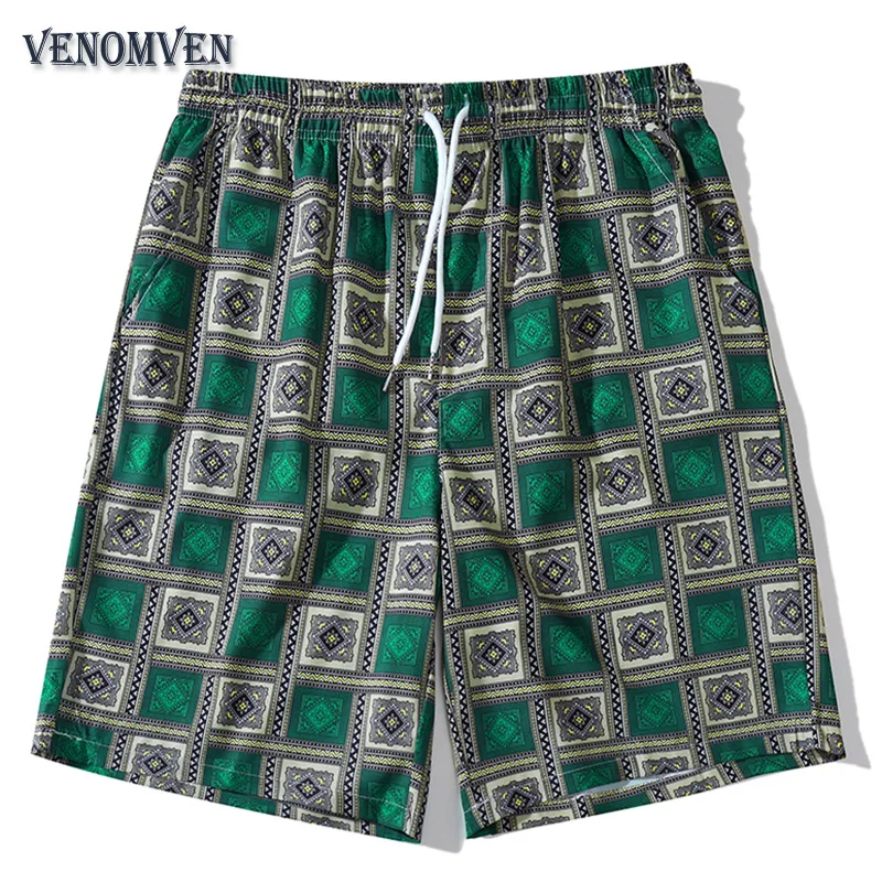 

Plaid casual shorts men's oversized fashion seaside totem printed beach pants quick-drying sports basketball shorts Bermuda
