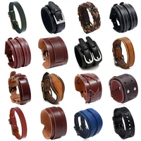 men bracelets punk rivet wide leather multilayer motorcycle cycling club wrap goth bracelet for women charm couple hand jewelry
