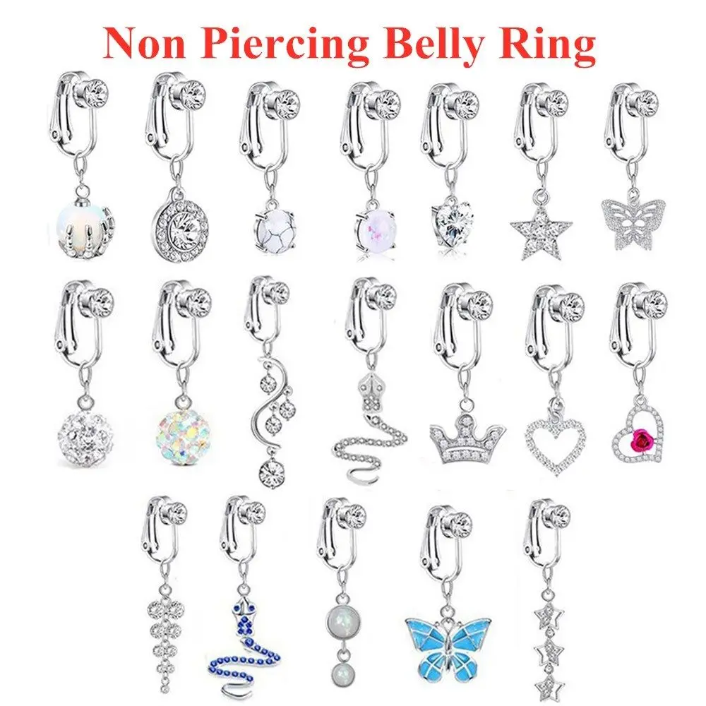 

Butterfly Clip On Earrings Non Piercing Belly Button Ring Faux Belly Piercing Navel Rings Body Jewelry Fake Belly Ring