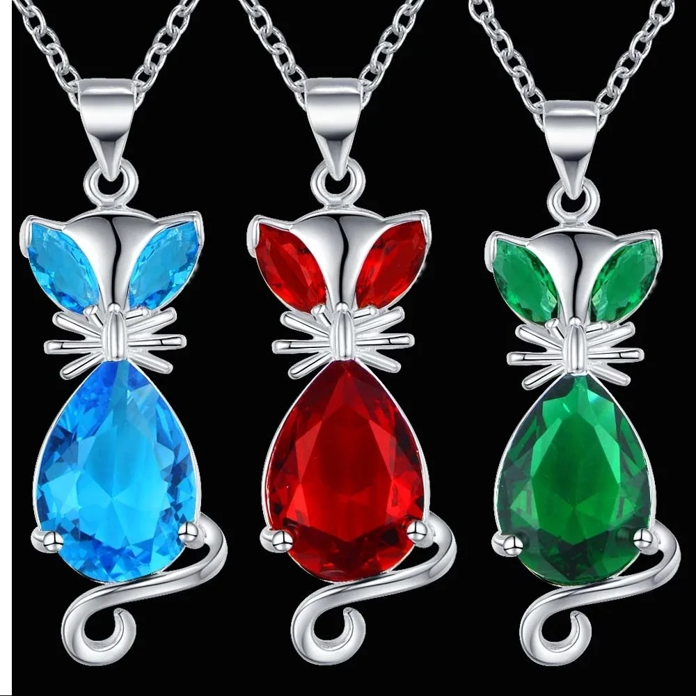 Лидер продаж Новинка 925 серебряный Благородный красный синий зеленый кристалл
