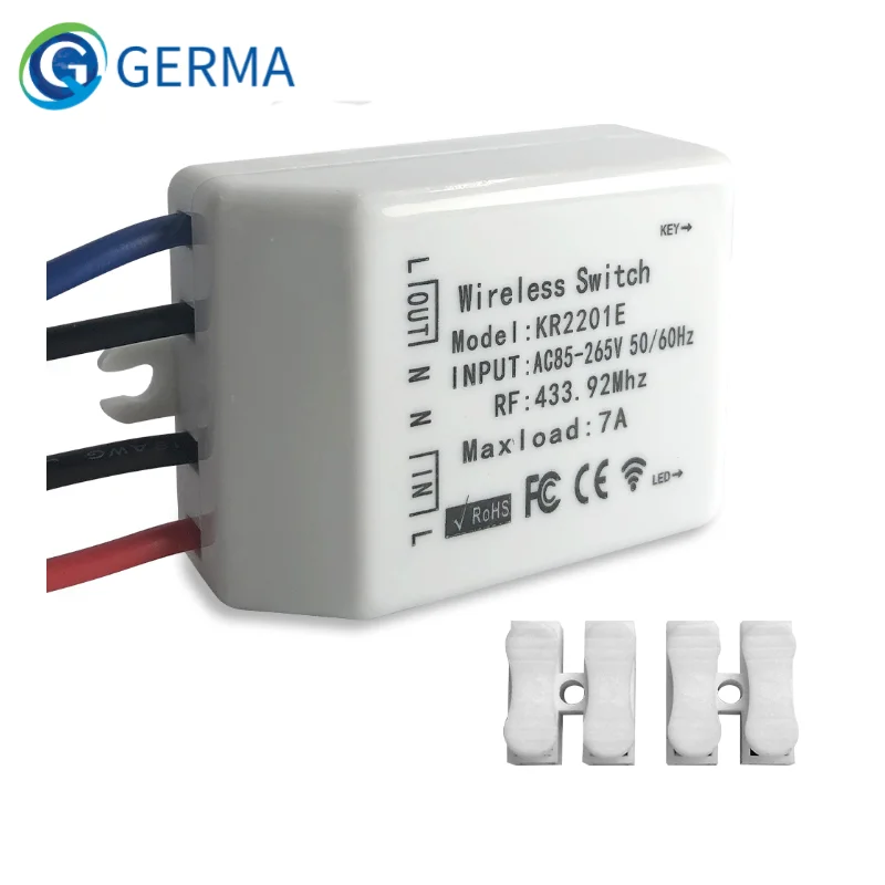 

GERMA 433.92 MHz Wireless switch universal AC 85-265V CH Wireless Remote Control Receiver 433mhz maxload 7A high quality