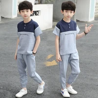 boys summer suits ice silk cotton linen cool two piece suits big childrens nine point pants short sleeved suits childrens summ