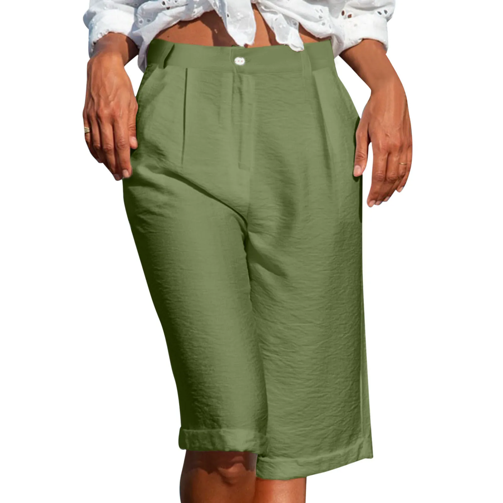 

Womens Summer Casual Shorts Comfy Cotton Mid Pants 4