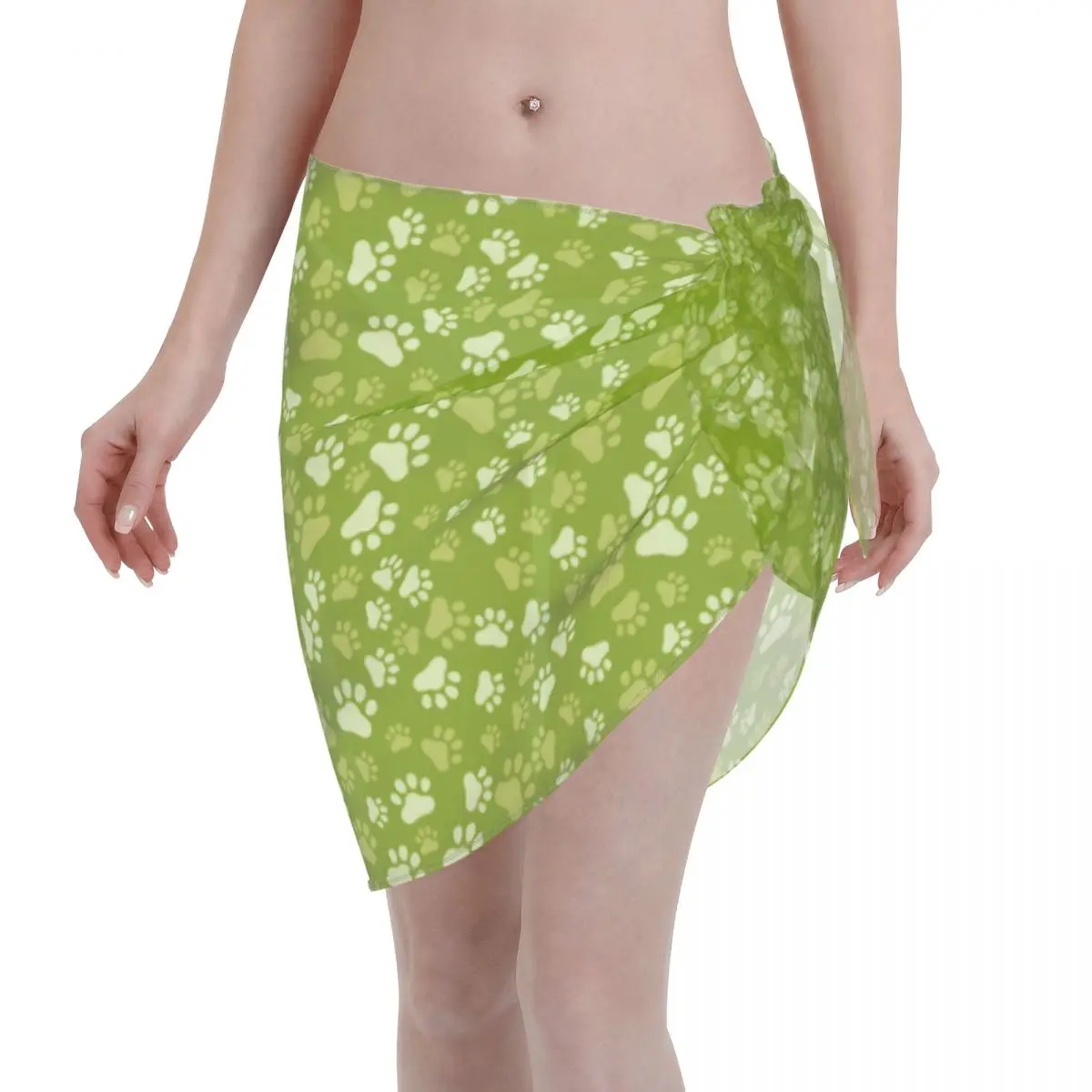 

Green Dog Paw Kaftan Sarong Beach Wear Women Sheer Ladies Skirt Beach Bikini Wrap
