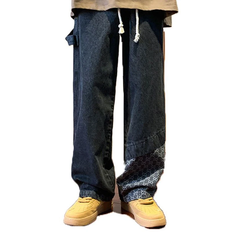 Overalls Jeans Men's Autumn High Street Tide Brand Pants Autumn Straight Leg Loose Trousers