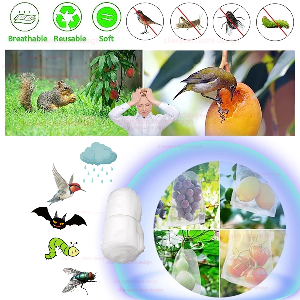 100pcs Apple Grapes Strawberry Fruit Grow Bags Non-woven Vegetable Plant Protection For Pest Control Anti-Bird Garden Tools - купить по