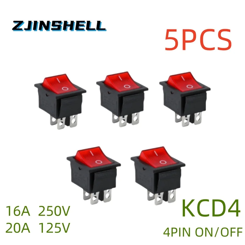 

5 шт., красные пластиковые кулисные переключатели KCD4-202
