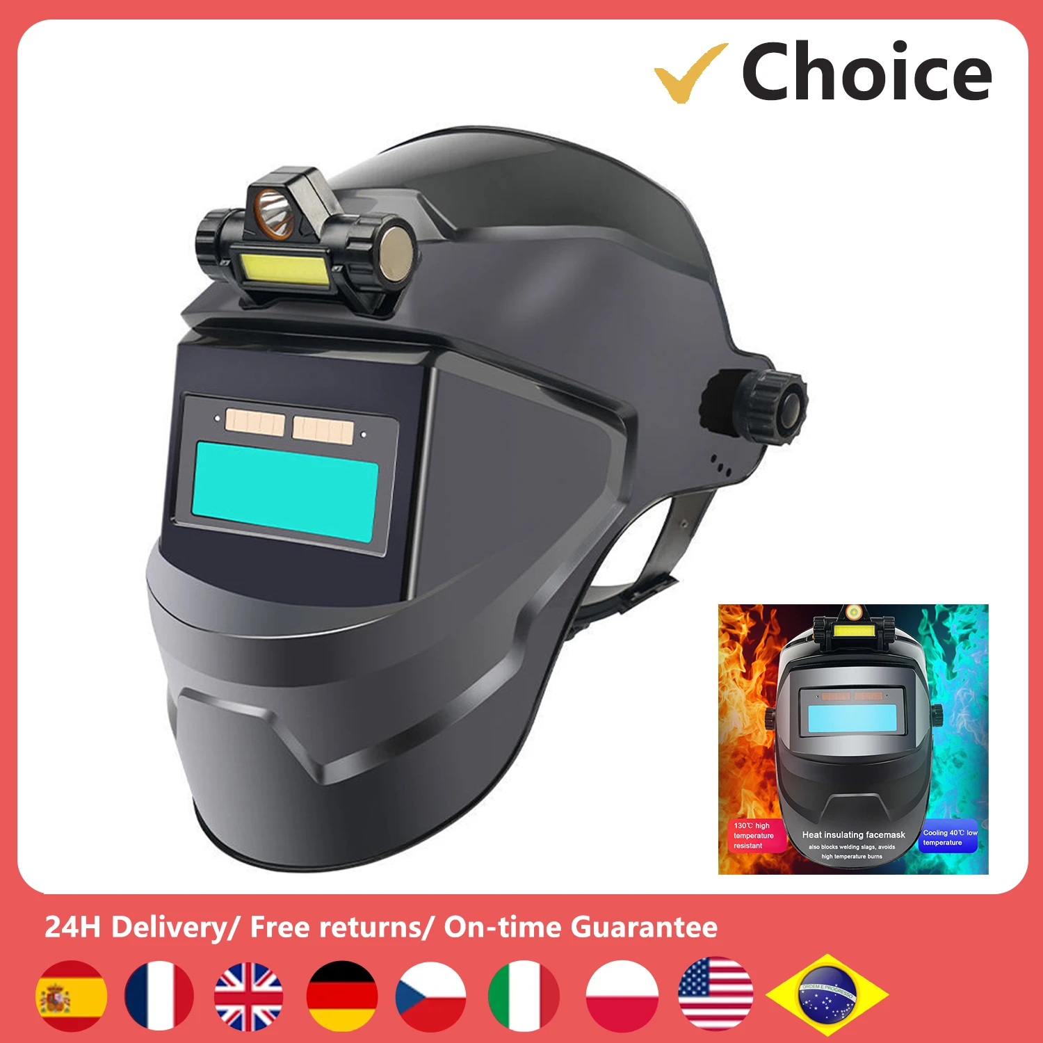 Автодарный Сварочный Шлем Лицевой Щиток Большая Зона Просмотра Настоящий Цвет