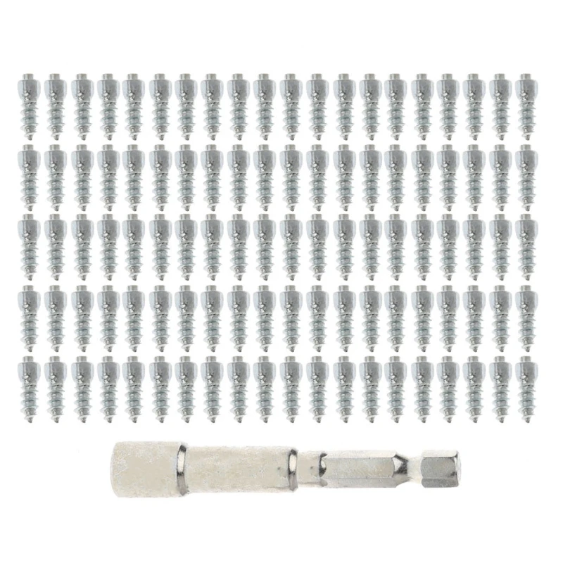 

100 Pcs 12mm Car SUV ATV Anti-Slip Screw Spin Wheel Socket Snow Tire Spikes Trim