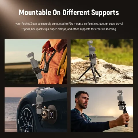 Клетка для камеры NEEWER AC009 для экшн-камеры DJI Osmo Pocket 3, металлическая клетка, видеокарданный подвес с адаптером Gopro, резьба 1/4 дюйма, холодный башмак