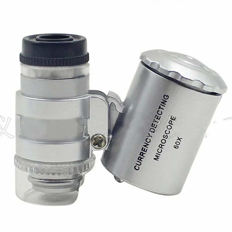 

The Latest 60X Handheld Mini-pocket Microscope Jewelery Magnifying Glass and LED Lights Check The Identification of Jewelry Lupa