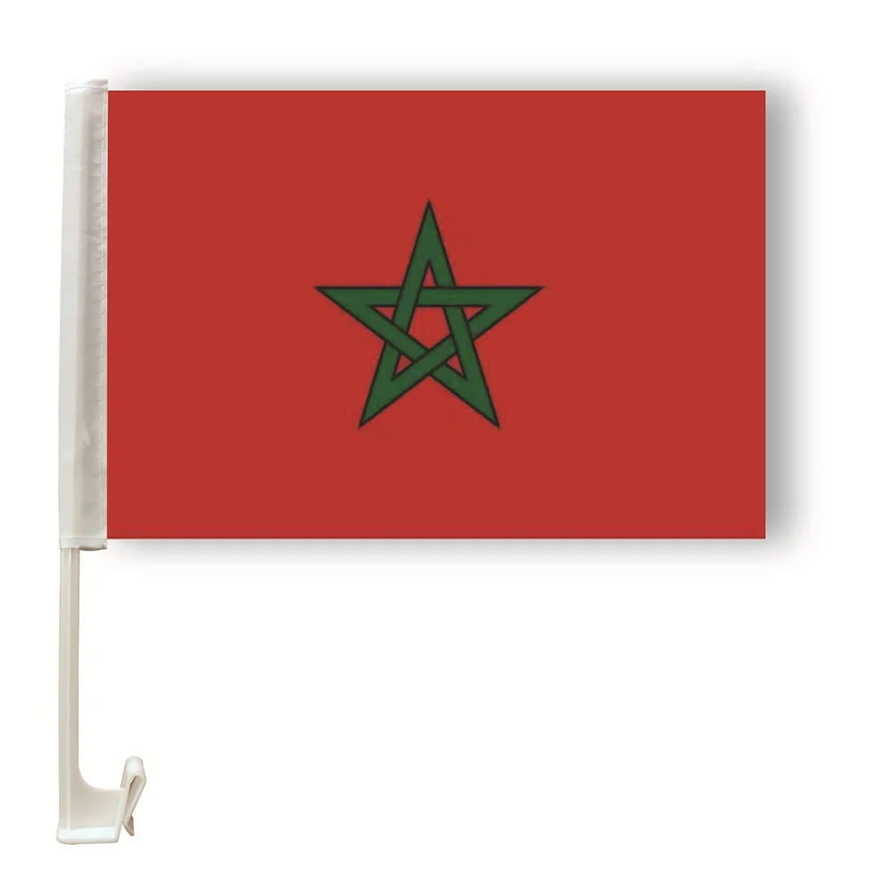 

NEW free shipping Morocco National car Flag 30*45cm Morocco car flag bearer standard-bearer waving flag for Celebration