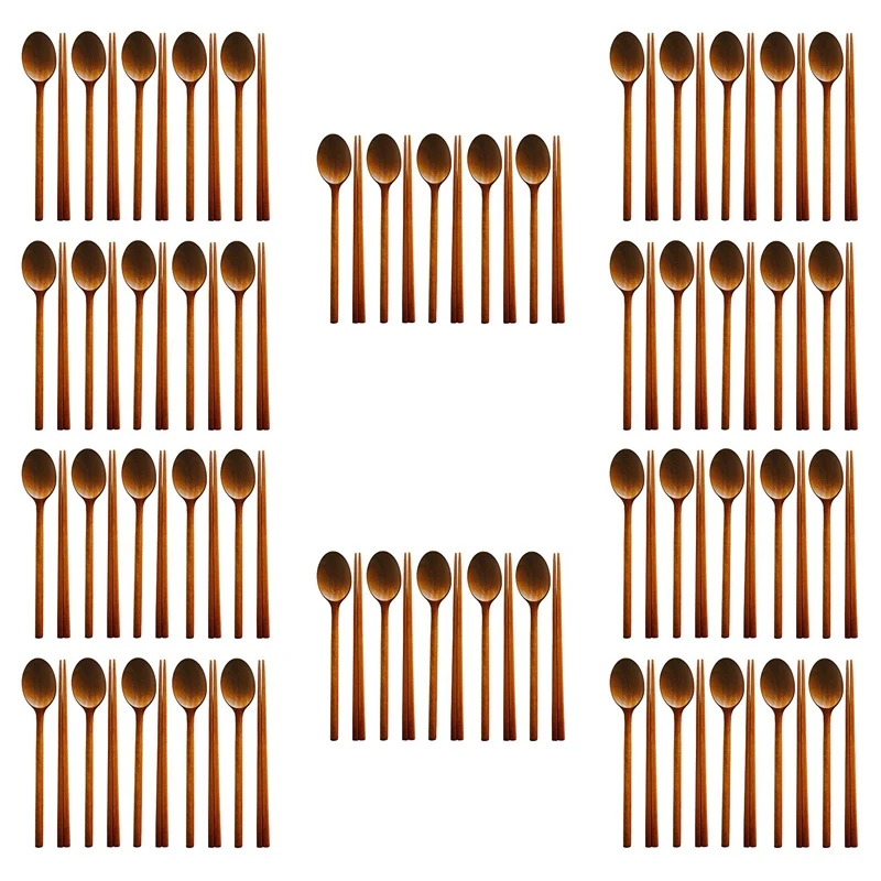 

Handmade Jujube Tree Wooden Korean Dinnerware Combinations Utensil,50 Set Of Spoons And Chopsticks