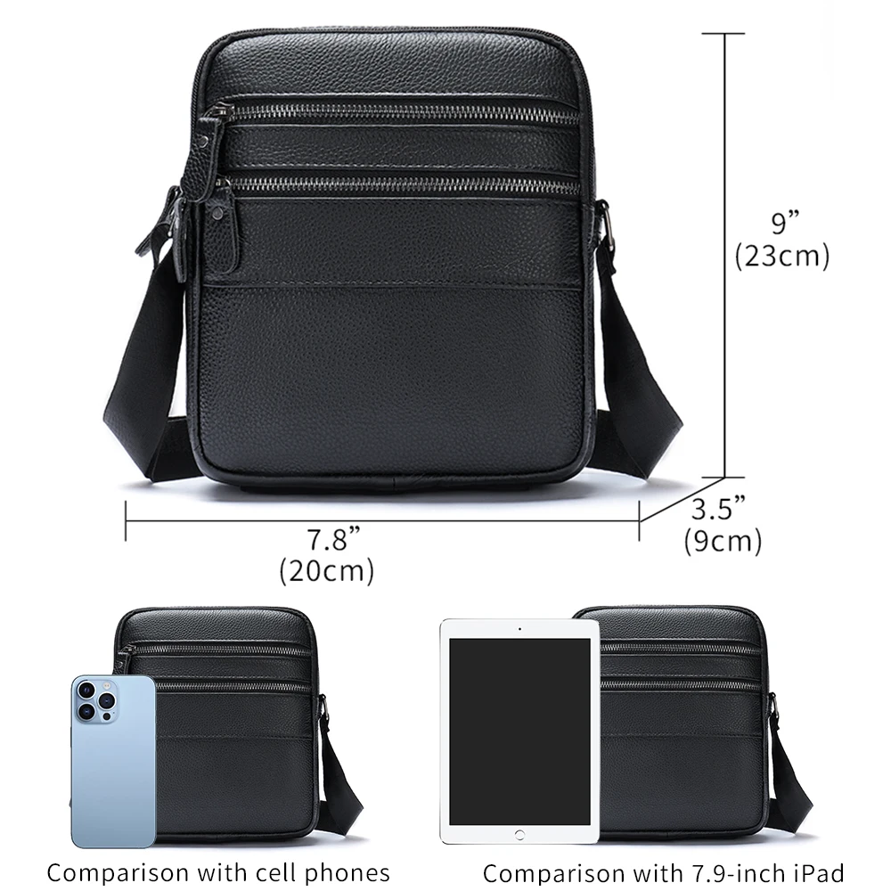 Messenger Bags For Men Casual Male Shoulder Bag Husband Black Ipad Man Bag Crossbody Bags Men Natural Leather Mens Handbag