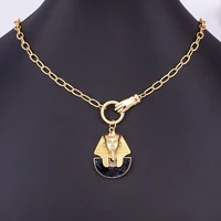 aibef egyptian pharaoh pendant gold plated necklace for women zircon hand shape geometric pattern punk chain egypt jewelry gifts