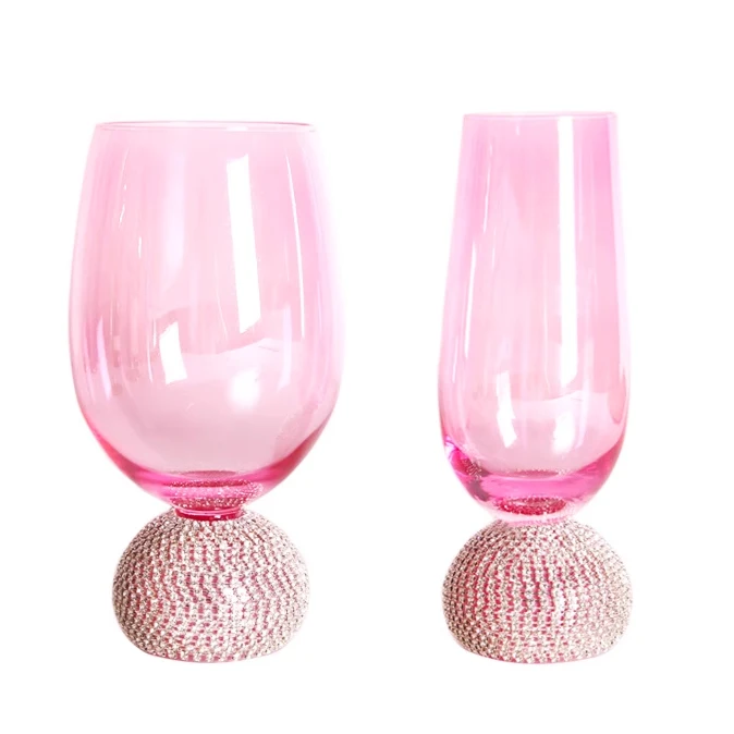 Сказочные бокалы для вина розовые алмазные виски украшенные бокалами красного