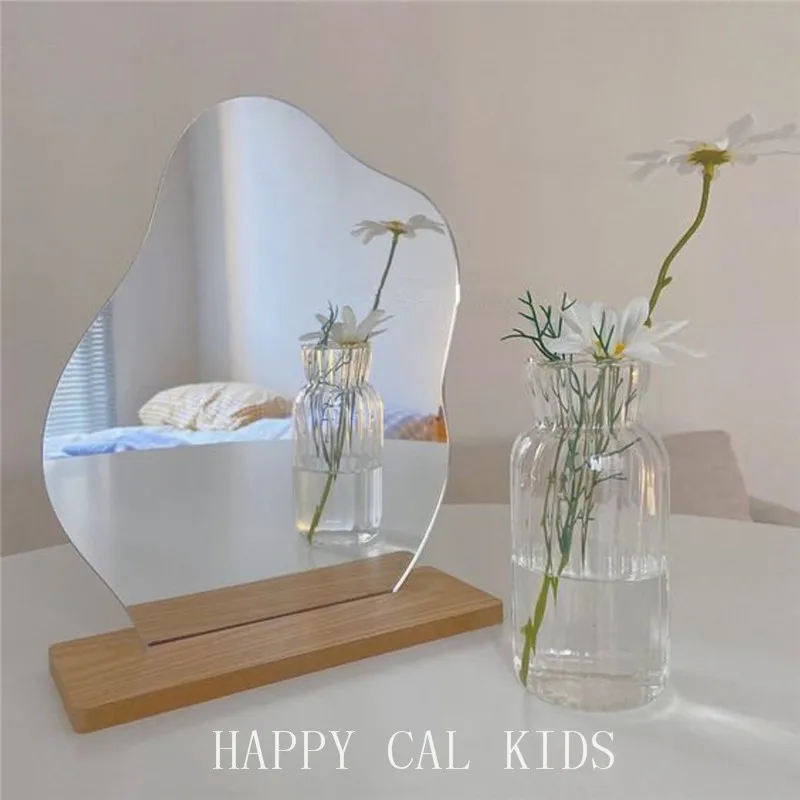 

Small Table Makeup Bathroom Mirror Decorative Wavy Irregular Cosmetic Mirrors Vanity Salon Decoration Espejo Decoration Home