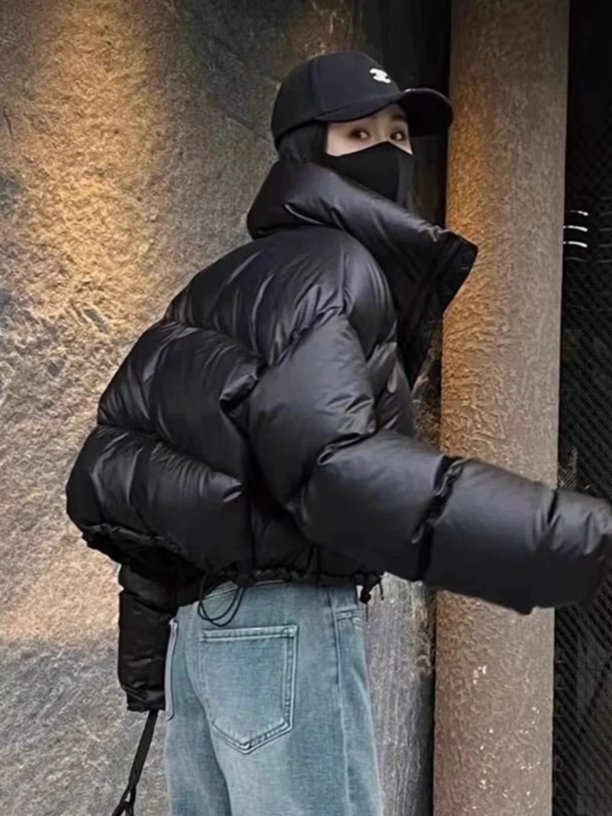 Корейская серия 90 однотонное маленькое пуховое пальто на белом утином пуху