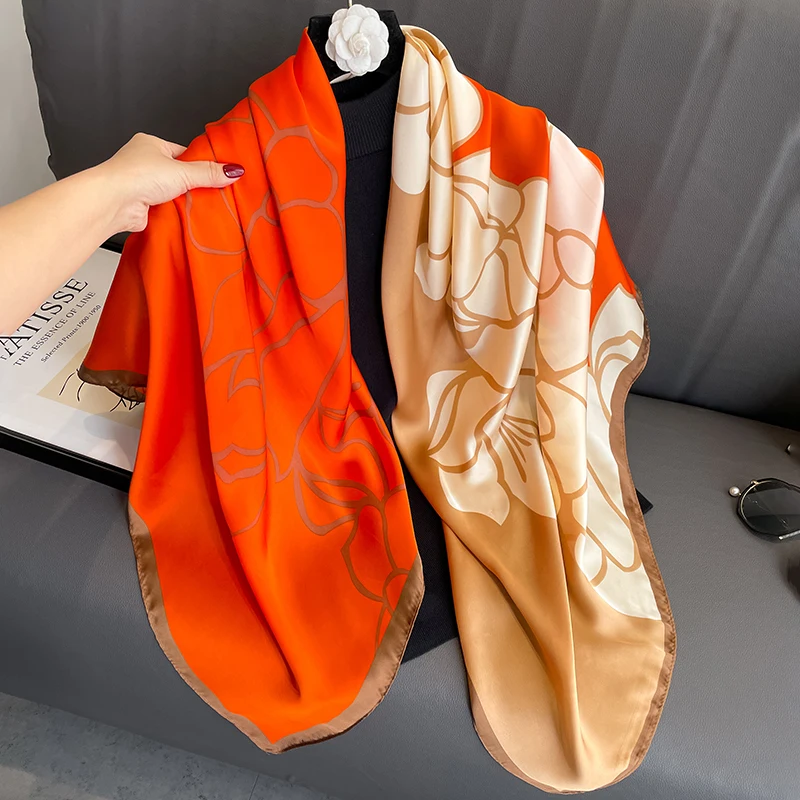 

Женский шарф-хиджаб из искусственного шёлка, с цветочным принтом