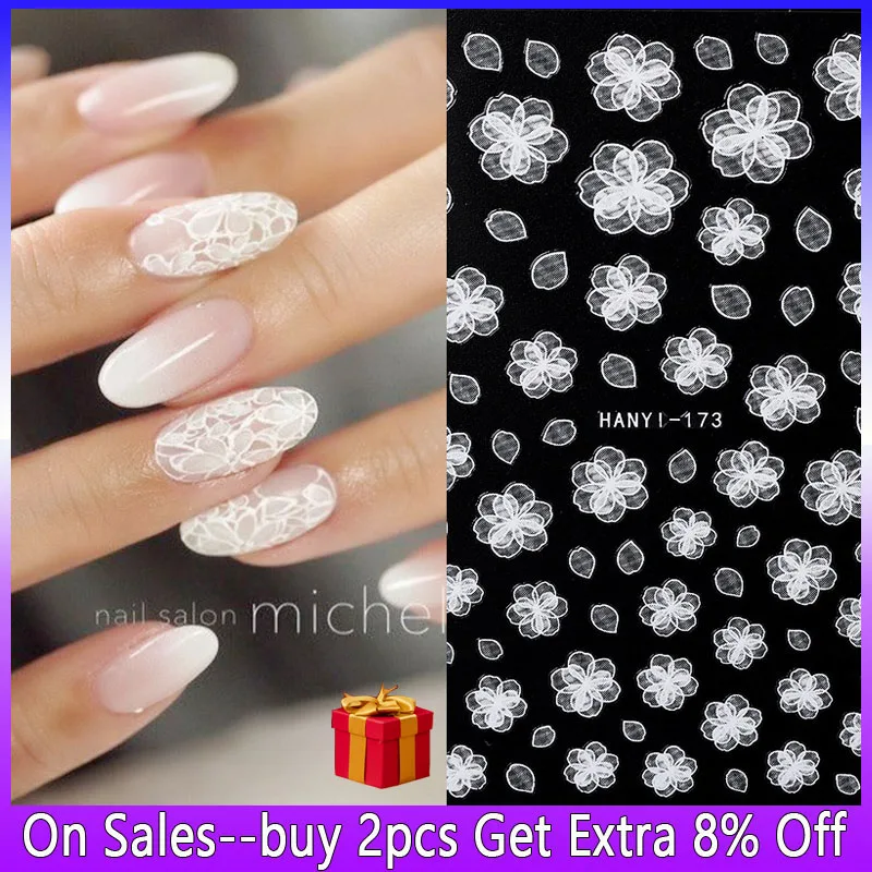 

Stickers Nail Art Charms Accesorios Designer Supplies Pegatinas Decoration Autocollant Ongle Naklejki 3D Flower Translucent Lace