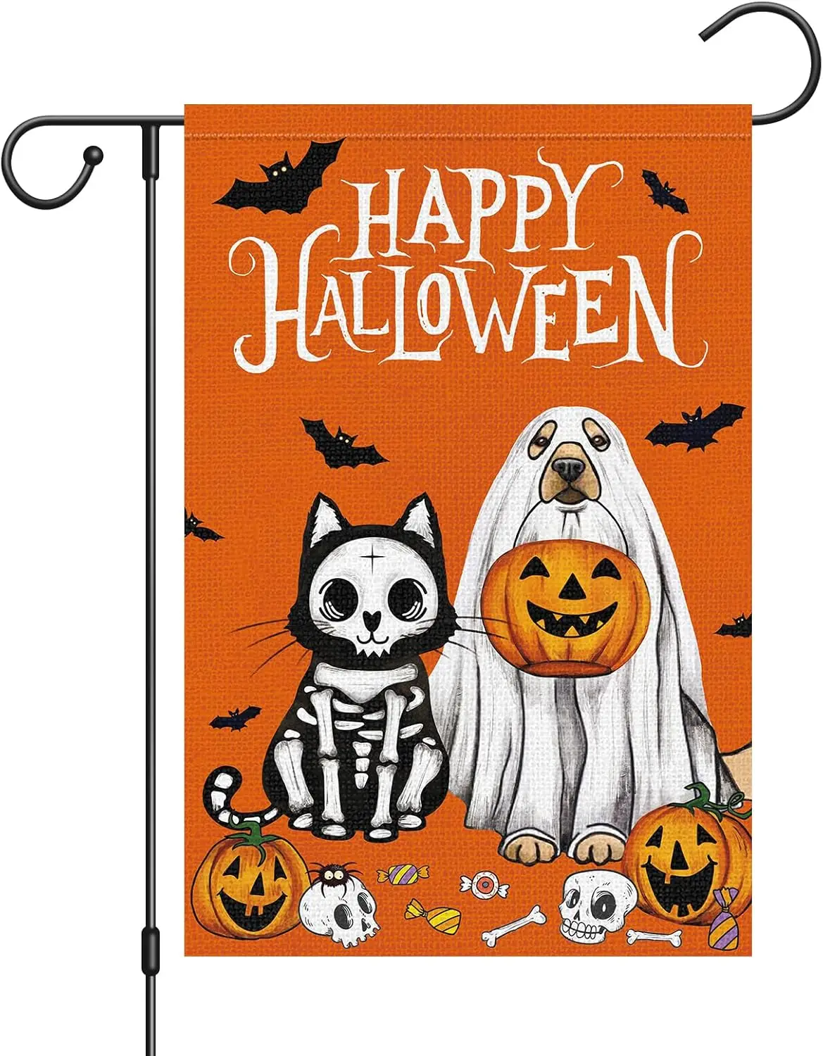 Louise Maelys Halloween Dog Garden Flag 12x18 Double Sided Burlap Small Spooky Welcome Yard House Flags Seasona