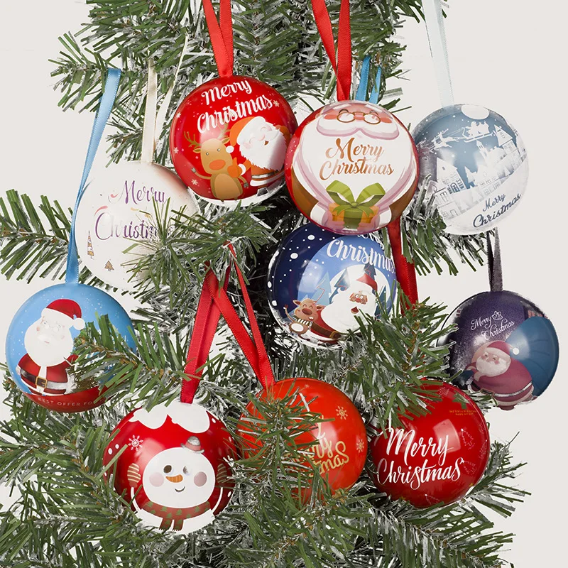 

7cm Christmas Tree Decor Ball Bauble Printed Xmas Party Hanging Ball Ornament for Home Christmas Decorations Candy Cans Gift
