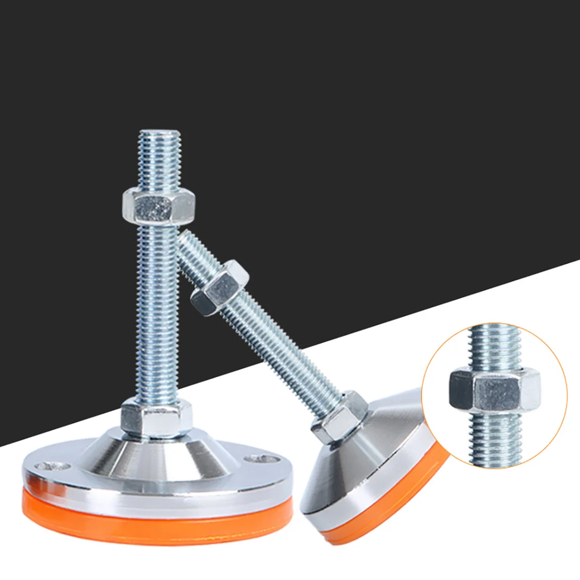 

1Pcs M12-M30 Metal Chassis Thread Length Articulated Leveling Foot Heavy-Duty Adjustment Foot Cup Non-Skid Pad