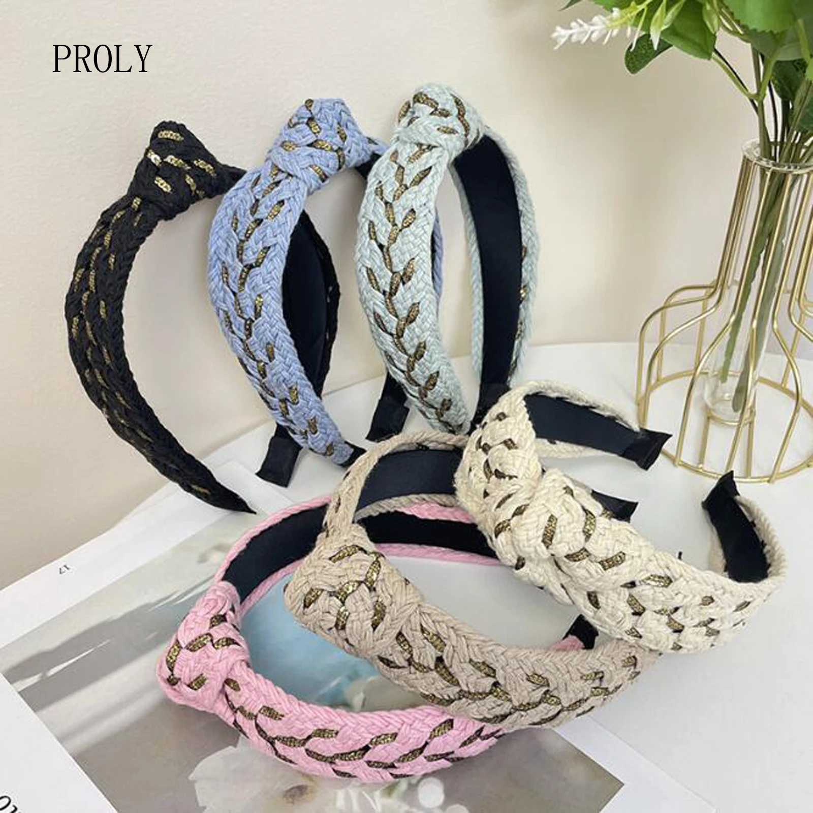 

PROLY New Fashion Hairband For Women Handmade Braided Headband Summer Center Knot Casual Headwear Hair Accessories Wholesale