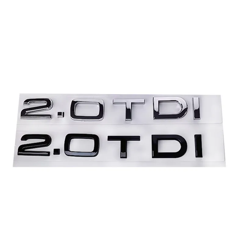 

1X Chrome glossy black ABS 2.0 TDI Car Body Rear Trunk Emblem Badge Sticker for Audi Accessories