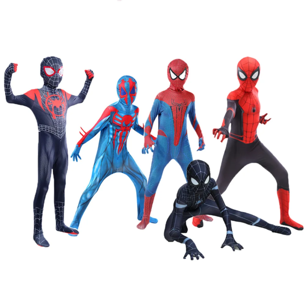 

New Miles Morales Far From Home Spiderman Cosplay Costume 3D Style Zentai Superhero Bodysuit Spandex Suit for Kids