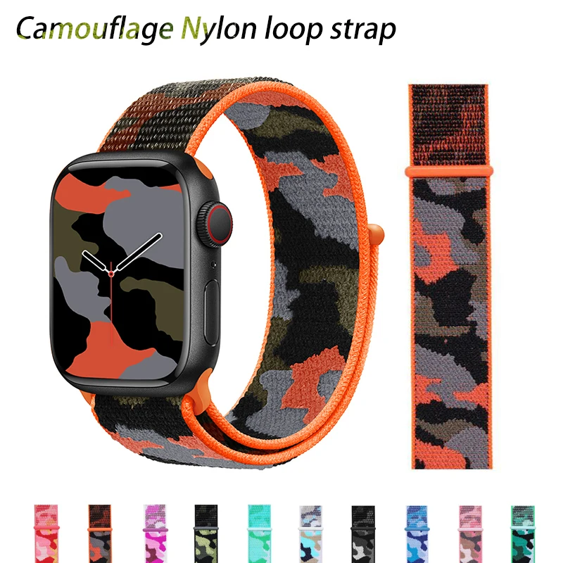 

Nylon loop strap For apple watch band 45mm 41mm 44mm 40mm 42mm 38mm 45 44 mm watchband bracelet belt iwatch series 4 3 5 SE 6 7