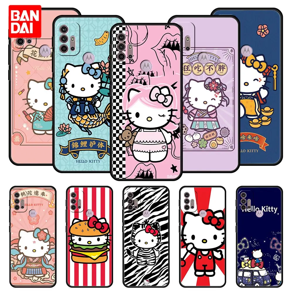 

Cover Case for Motorola Moto G30 G50 G60 G8 G9 G200 G31 G60s Power Plus Play Lite Bag Capa Armor Phone Soft Hello Kitty Drawing