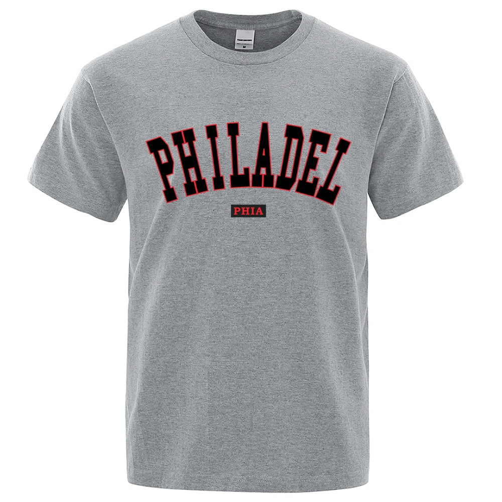 

Philadel Phia America'S Fifth Largest City Short Sleeve Cotton O-Neck T Shirts Oversize Loose Tops Fashion Street Loose T Shirts