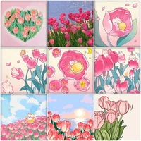 gatyztory paint by number rose flower diy pictures by numbers kits drawing on canvas hand painted painting spring home decor