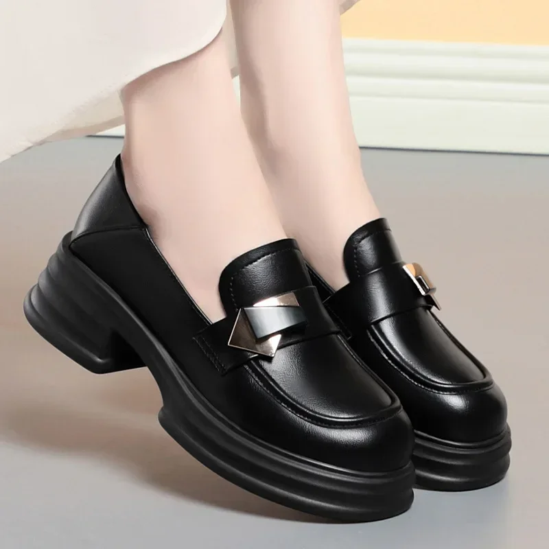 Неглубокие мягкие кожаные лоферы в британском стиле 5 см туфли-лодочки на