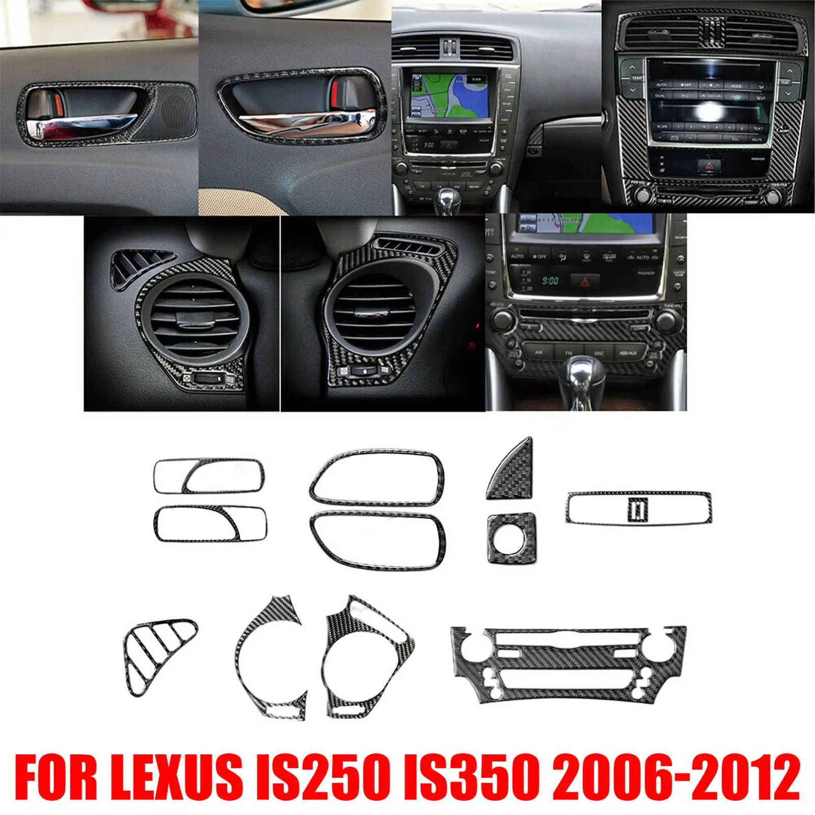 

13 шт. полный комплект внутренней отделки из углеродного волокна для LEXUS IS250 IS350 2006-2012