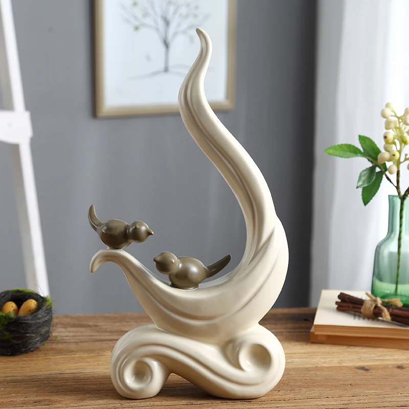 

European Ceramic Animal Figurines Home Livingroom TV Cabinet Desk Birds Deer Crafts Decoration Office Ornaments Wedding Gift Art
