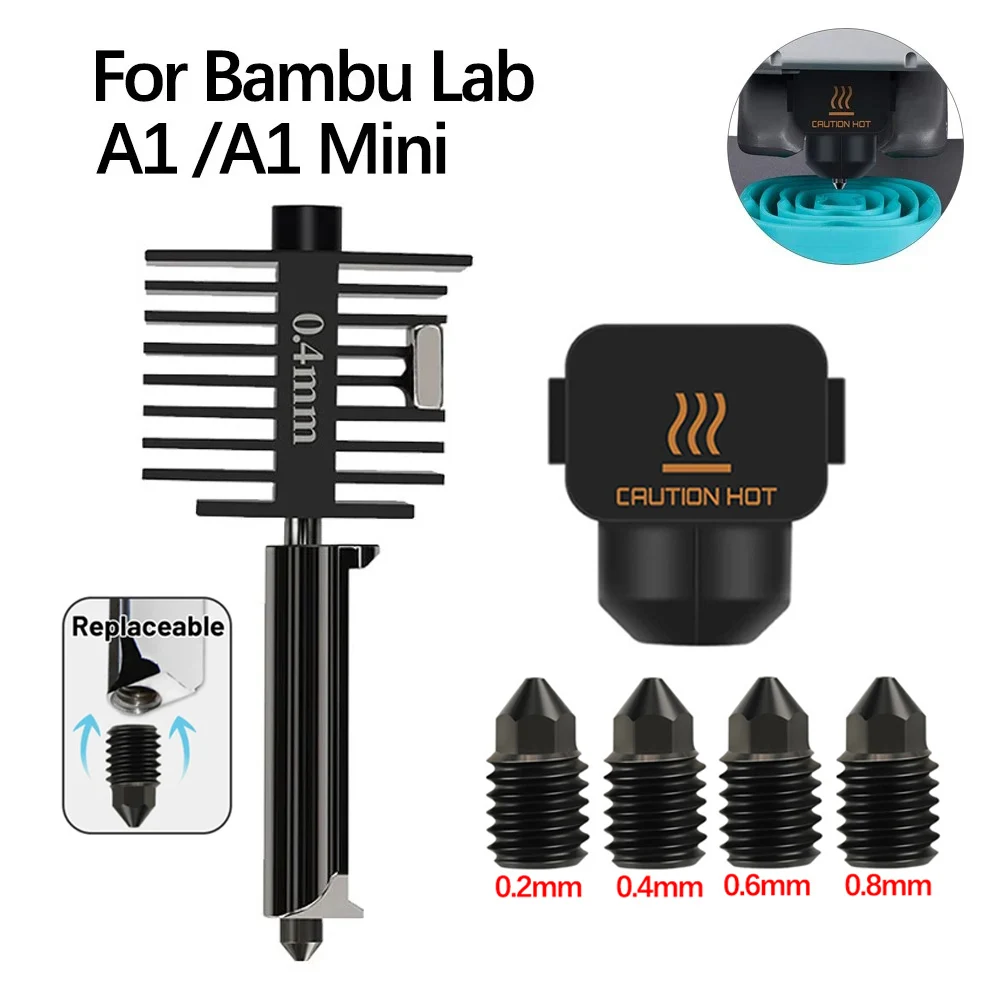 Комплект Hotend для Bambu Lab A1/A1 Mini быстрая сборка горячего конца 0 2/0 4/0 6/0 8 мм сопло из