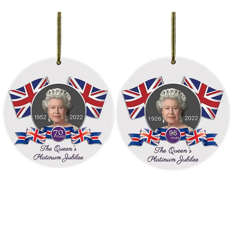 

Queen Elizabeth II Ornament Platinums Jubilee 2022 70th Anniversary Pendant DIY Christmas Decoration Memorial Pendant Necklace