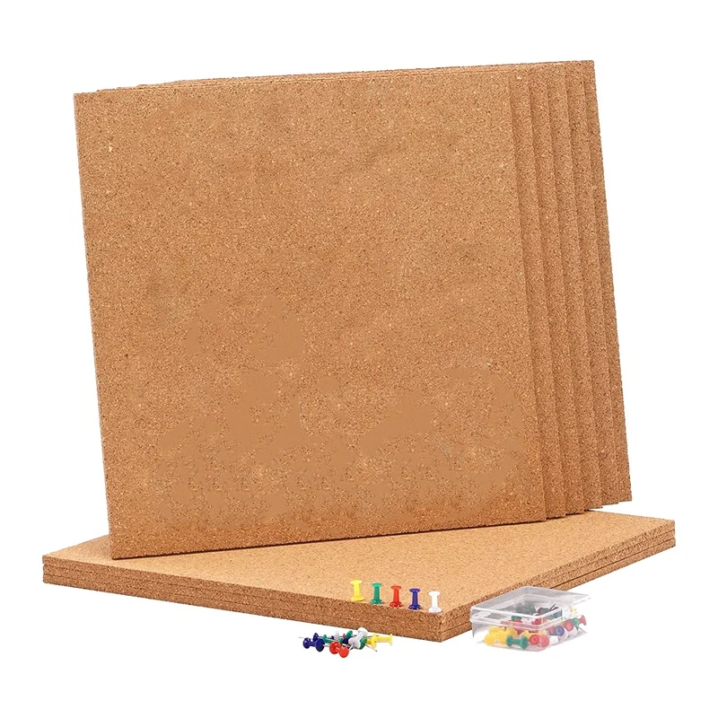

Cork Board Wood For Wall 12Inx12in -1/4In Thick Square Bulletin Boards With 50 PCS Push Pins