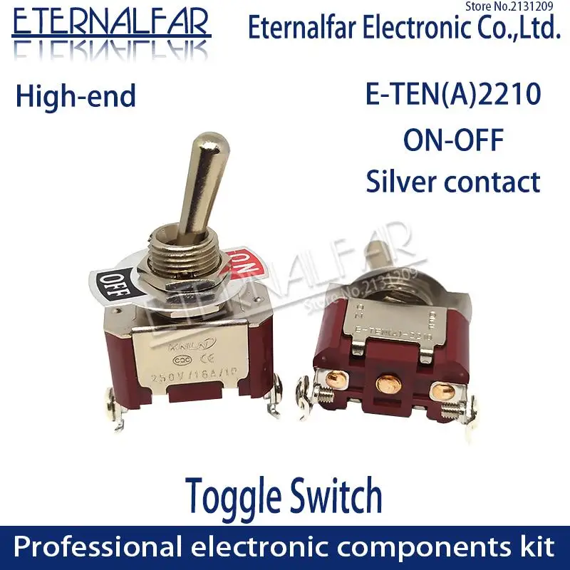 

High-end E-TEN(A)2210 Quality Silver Contact SPST 12MM 16A 250V AC ON-OFF 3 Pin Reset Rocker Toggle Slide Switch Waterproof