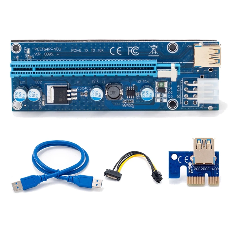 

PCI-E Riser PCI E Express 1X to 16X Riser Card USB 3.0 PCI-E Sata to 6Pin Btc Bitcoin Mining Antminer Miner Power Cable